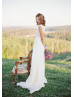 Cap Sleeve Ivory Lace Chiffon Wedding Dress